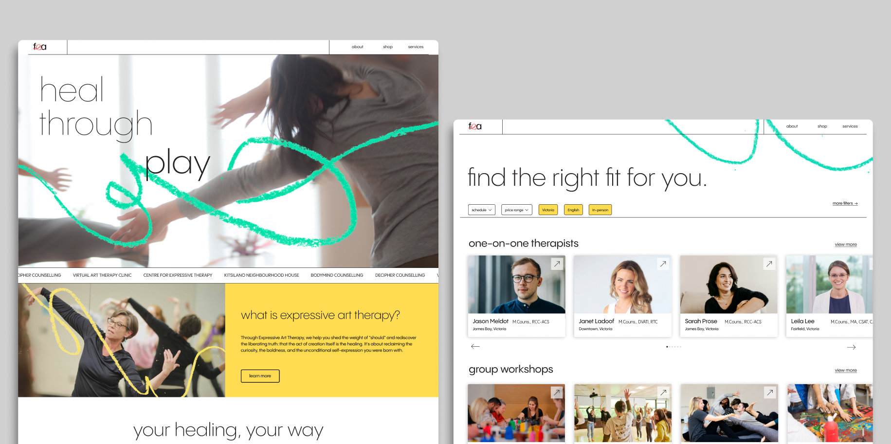 expressive art therapy website design