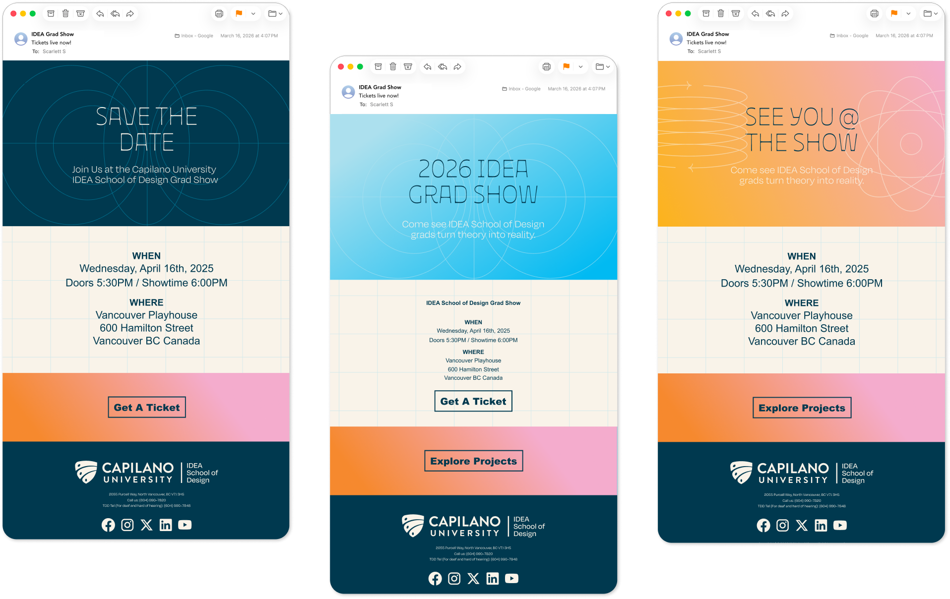 grad show email designs